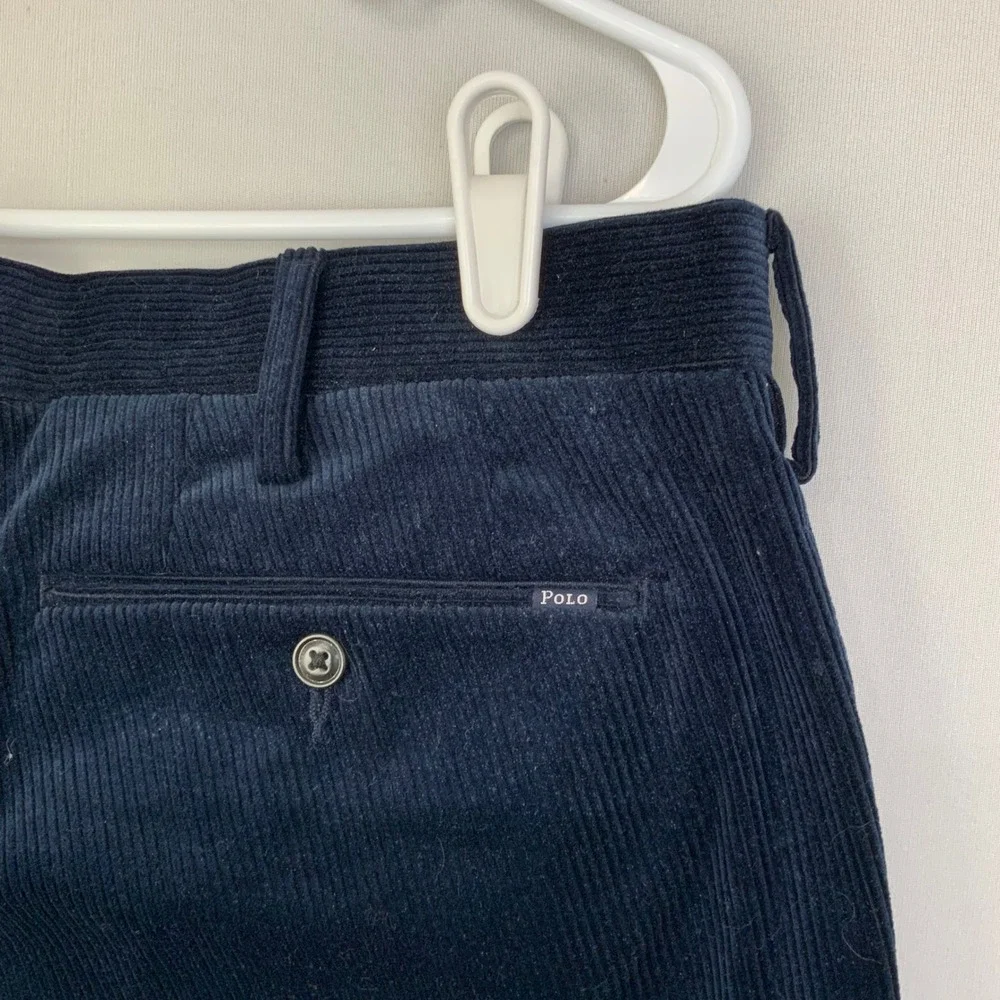 Polo Ralph Lauren 36x32 Navy Blue Classic Fit Cotton Corduroy Flat Front Pants